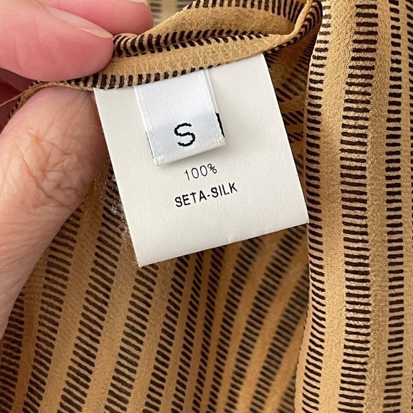 Golden Goose Graphic Striped Print Two Tone Yellow White Long Sleeve Blouse Sm - Picture 5 of 7